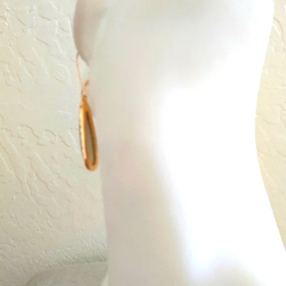 #2 New! 18k Gold Plated Marbled Stone Dangle Earrings - Picture 5 of 7